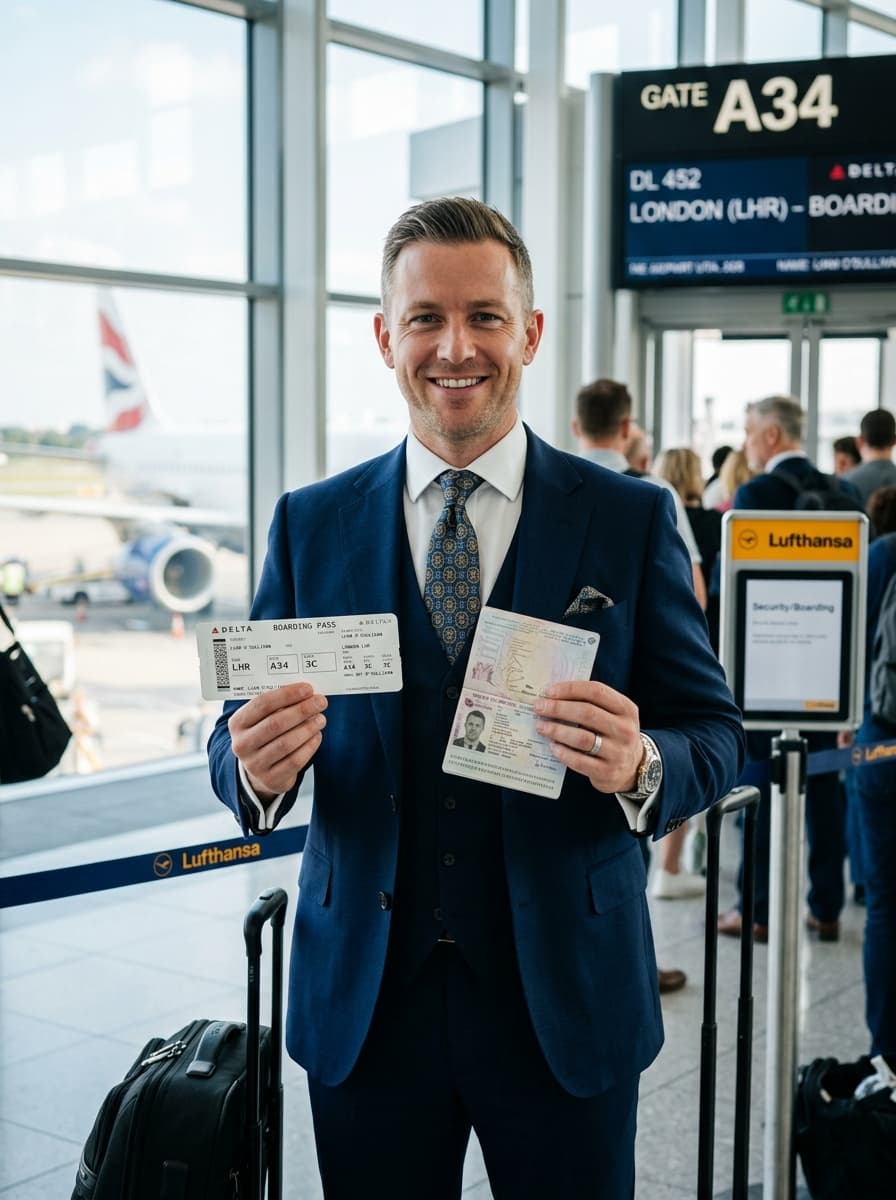 Passenger at departure gate